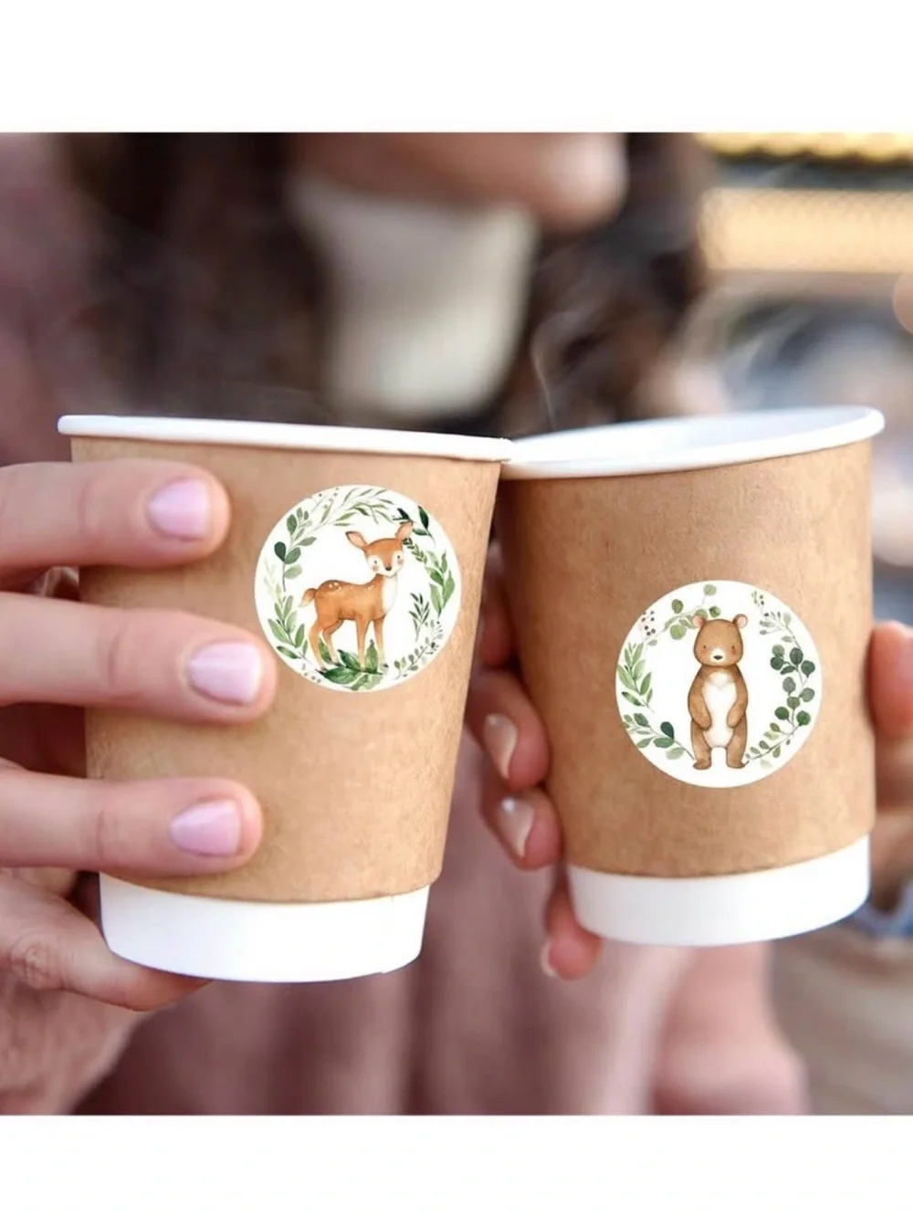 Woodland Animal Round Sticker Roll – Cute Forest Party Stickers in Green